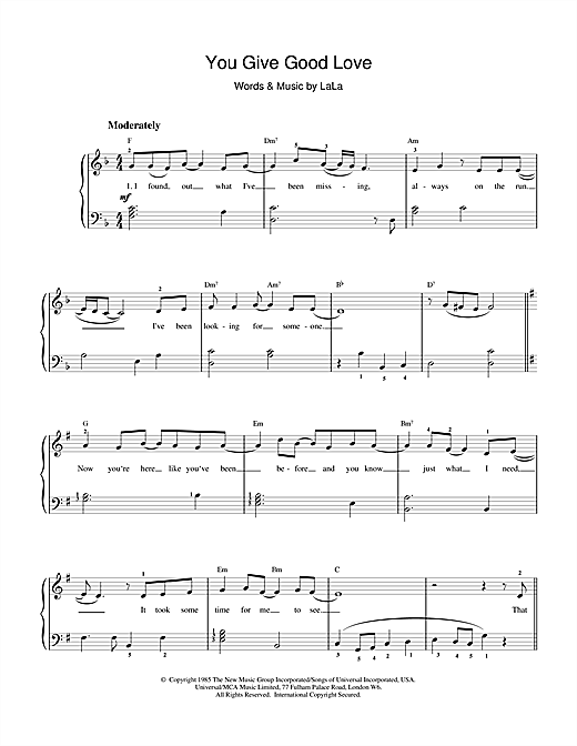 Preview Whitney Houston You Give Good Love Pop sheet music, notes and chords for Piano, Vocal & Guitar (Right-Hand Melody), SKU: 15827 sheet music, piano notes, chords, guitar tabs, score, transpose, transcribe, how to play, guide, download, learn, tutorial, progression, song, artist, awards, billboard, mtv, vh1, tour, single, album, release