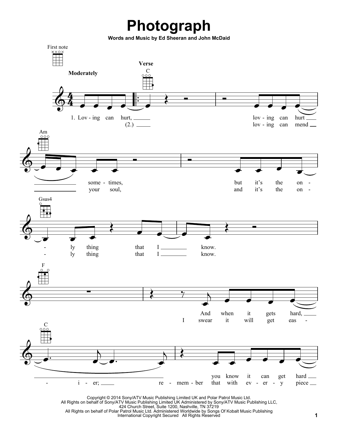 Preview Ed Sheeran Photograph Pop sheet music, notes and chords for Ukulele, SKU: 158873 sheet music, piano notes, chords, guitar tabs, score, transpose, transcribe, how to play, guide, download, learn, tutorial, progression, song, artist, awards, billboard, mtv, vh1, tour, single, album, release