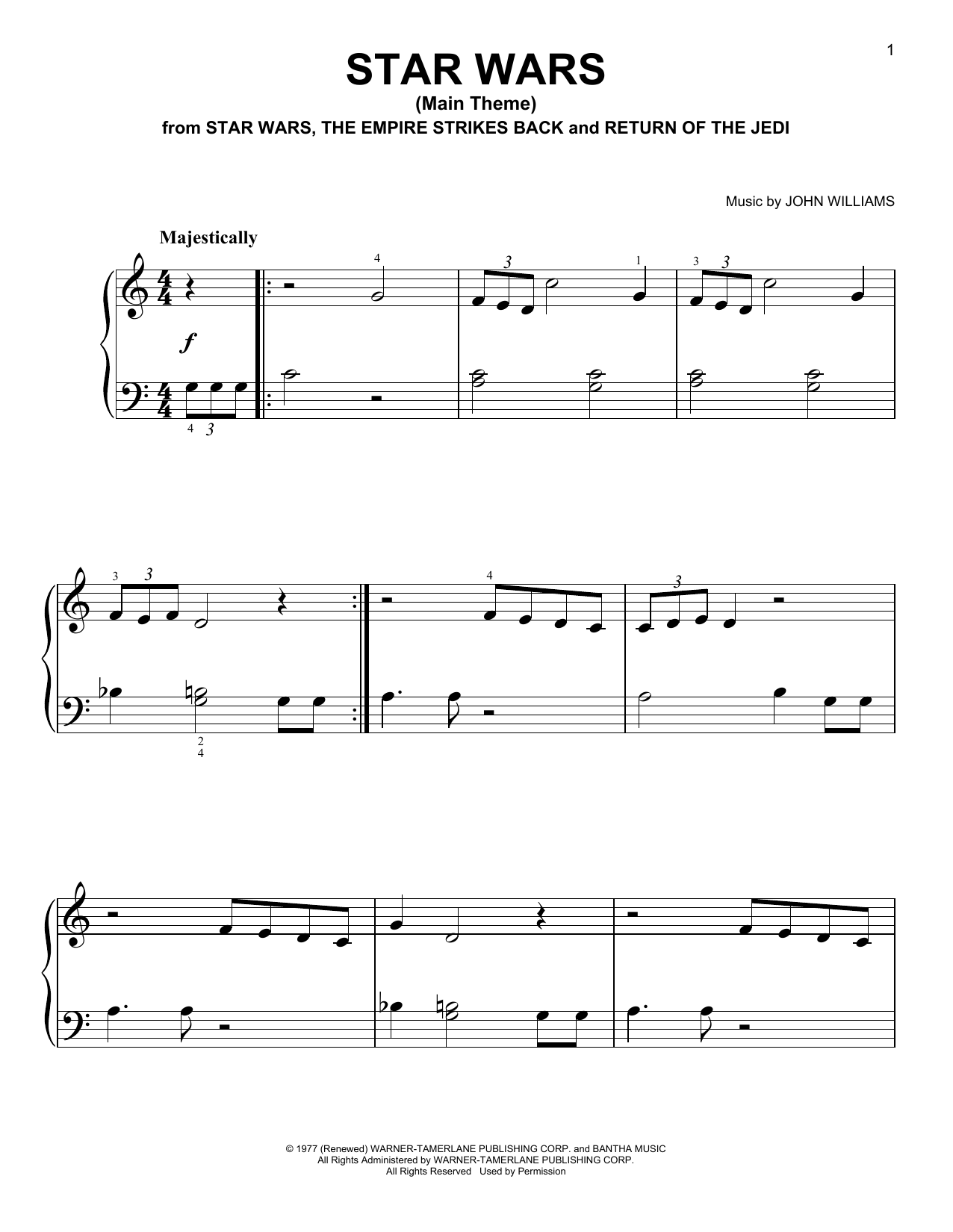 John Williams Star Wars Main Theme Sheet Music Notes Chords