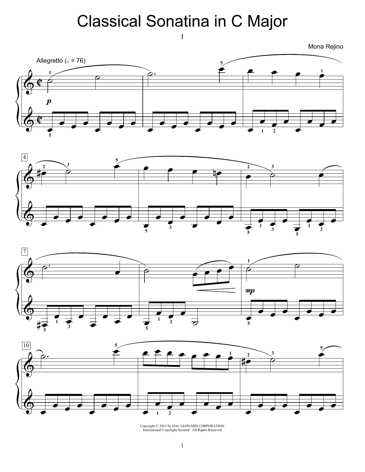 Preview Mona Rejino Classical Sonatina In C Major Classical sheet music, notes and chords for Educational Piano, SKU: 160174 sheet music, piano notes, chords, guitar tabs, score, transpose, transcribe, how to play, guide, download, learn, tutorial, progression, song, artist, awards, billboard, mtv, vh1, tour, single, album, release