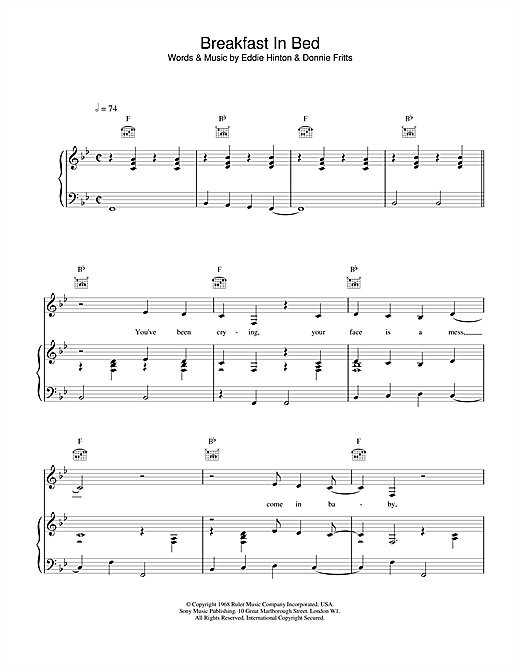 Preview UB40 Breakfast In Bed Pop sheet music, notes and chords for Piano, Vocal & Guitar (Right-Hand Melody), SKU: 16163 sheet music, piano notes, chords, guitar tabs, score, transpose, transcribe, how to play, guide, download, learn, tutorial, progression, song, artist, awards, billboard, mtv, vh1, tour, single, album, release