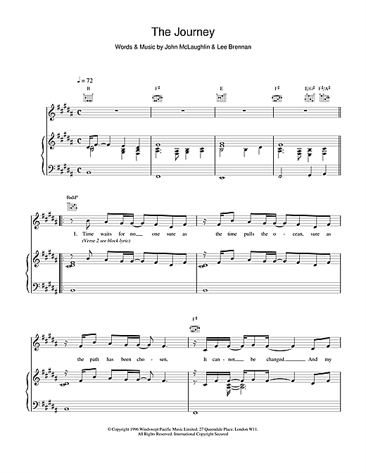 Preview 911 The Journey Pop sheet music, notes and chords for Piano, Vocal & Guitar (Right-Hand Melody), SKU: 16256 sheet music, piano notes, chords, guitar tabs, score, transpose, transcribe, how to play, guide, download, learn, tutorial, progression, song, artist, awards, billboard, mtv, vh1, tour, single, album, release