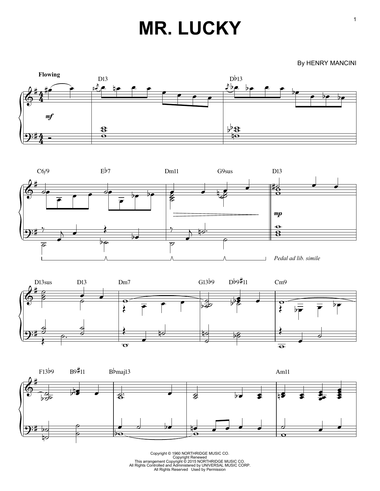 Preview Henry Mancini Mr. Lucky Jazz sheet music, notes and chords for Piano, SKU: 162702 sheet music, piano notes, chords, guitar tabs, score, transpose, transcribe, how to play, guide, download, learn, tutorial, progression, song, artist, awards, billboard, mtv, vh1, tour, single, album, release
