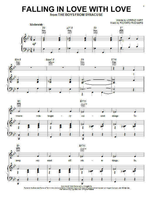 Preview Rodgers & Hart Falling In Love With Love Folk sheet music, notes and chords for Piano, Vocal & Guitar (Right-Hand Melody), SKU: 16362 sheet music, piano notes, chords, guitar tabs, score, transpose, transcribe, how to play, guide, download, learn, tutorial, progression, song, artist, awards, billboard, mtv, vh1, tour, single, album, release