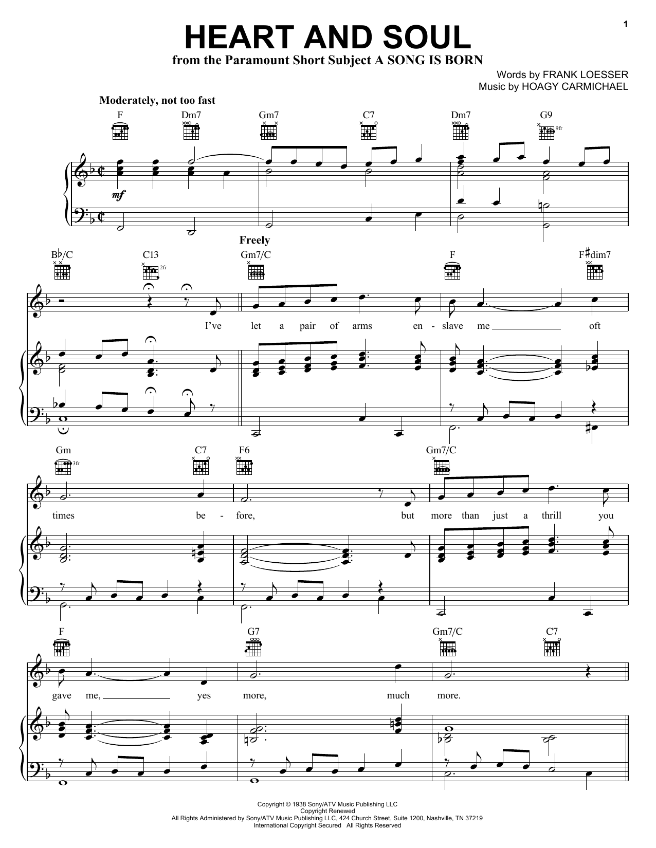 Preview Hoagy Carmichael Heart And Soul Folk sheet music, notes and chords for Piano, Vocal & Guitar (Right-Hand Melody), SKU: 16372 sheet music, piano notes, chords, guitar tabs, score, transpose, transcribe, how to play, guide, download, learn, tutorial, progression, song, artist, awards, billboard, mtv, vh1, tour, single, album, release