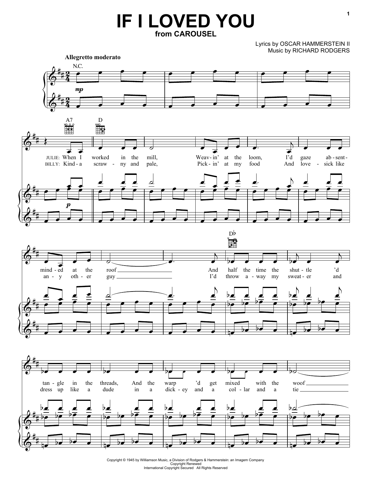 Preview Rodgers & Hammerstein If I Loved You Folk sheet music, notes and chords for Piano, Vocal & Guitar (Right-Hand Melody), SKU: 16387 sheet music, piano notes, chords, guitar tabs, score, transpose, transcribe, how to play, guide, download, learn, tutorial, progression, song, artist, awards, billboard, mtv, vh1, tour, single, album, release