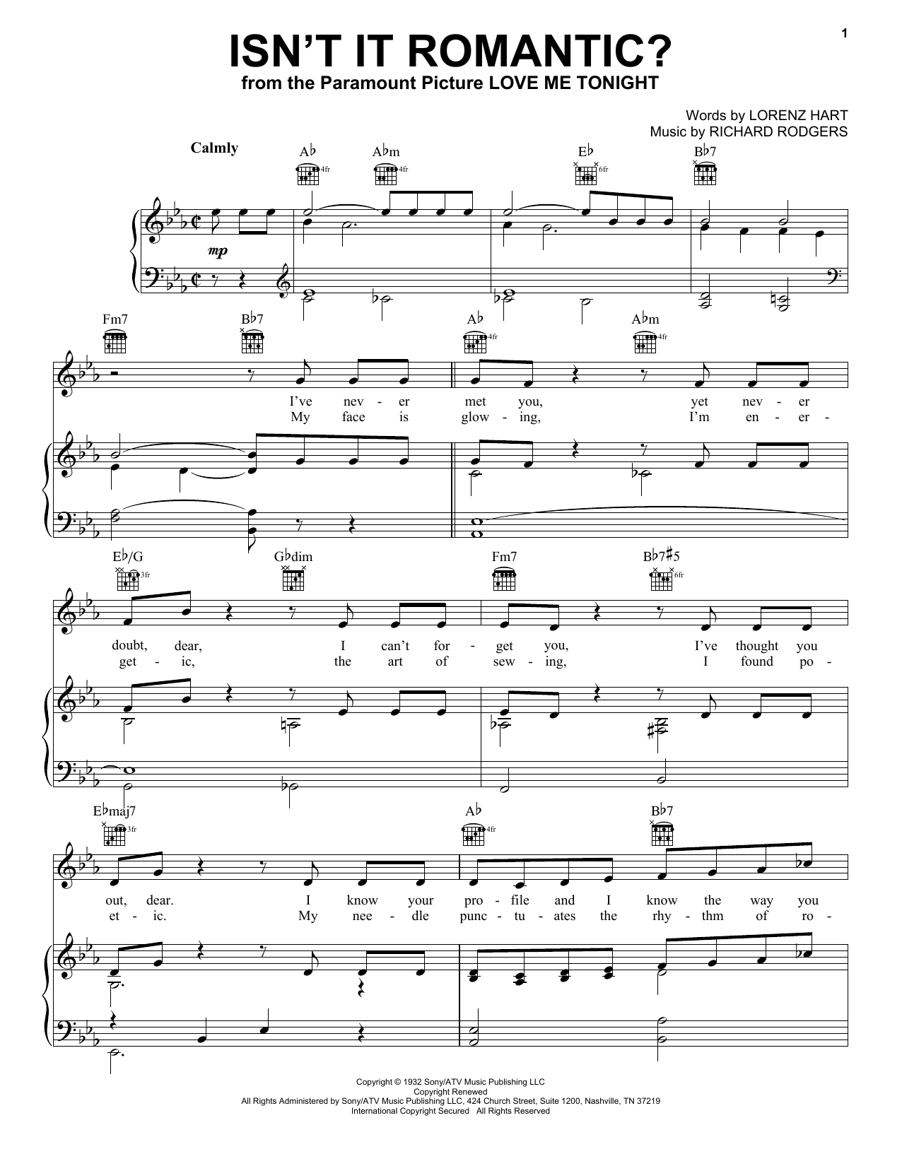Preview Rodgers & Hart Isn't It Romantic? Folk sheet music, notes and chords for Piano, Vocal & Guitar (Right-Hand Melody), SKU: 16390 sheet music, piano notes, chords, guitar tabs, score, transpose, transcribe, how to play, guide, download, learn, tutorial, progression, song, artist, awards, billboard, mtv, vh1, tour, single, album, release