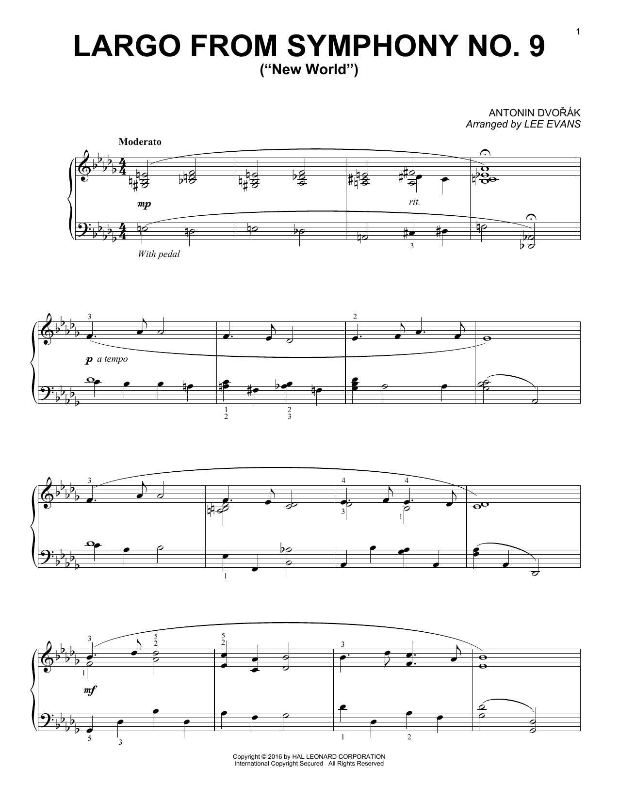 Preview Lee Evans Largo From Symphony No. 9 ( sheet music, piano notes, chords, guitar tabs, score, transpose, transcribe, how to play, guide, download, learn, tutorial, progression, song, artist, awards, billboard, mtv, vh1, tour, single, album, release