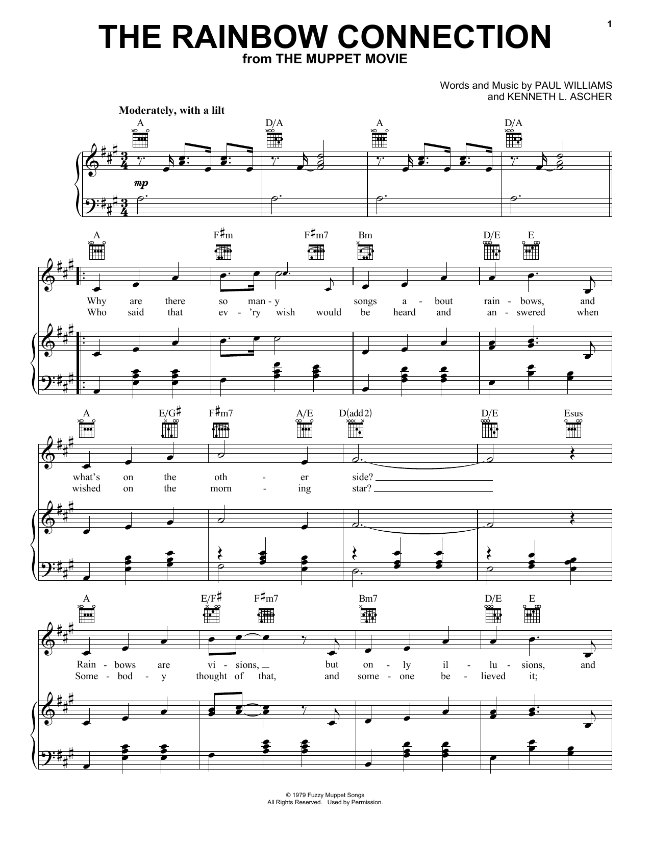 Preview Kermit The Frog The Rainbow Connection Religious sheet music, notes and chords for Piano, Vocal & Guitar (Right-Hand Melody), SKU: 16422 sheet music, piano notes, chords, guitar tabs, score, transpose, transcribe, how to play, guide, download, learn, tutorial, progression, song, artist, awards, billboard, mtv, vh1, tour, single, album, release