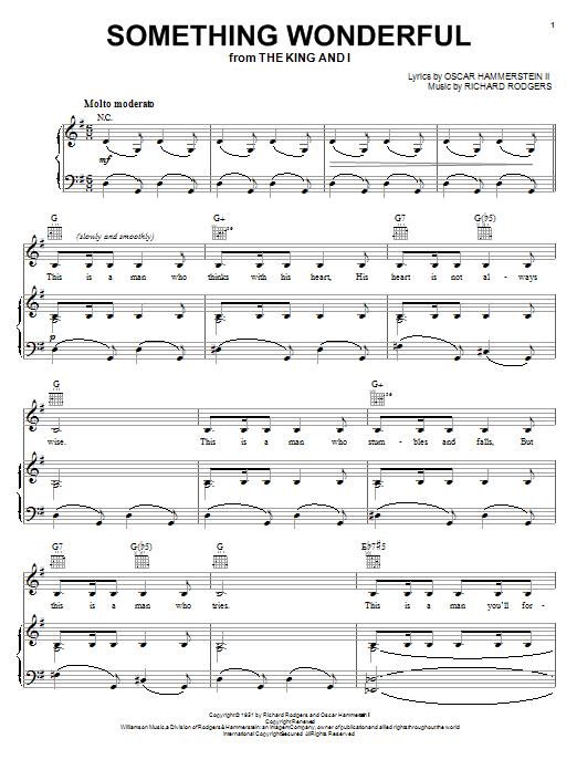 Preview Rodgers & Hammerstein Something Wonderful Musicals sheet music, notes and chords for Piano, Vocal & Guitar (Right-Hand Melody), SKU: 16429 sheet music, piano notes, chords, guitar tabs, score, transpose, transcribe, how to play, guide, download, learn, tutorial, progression, song, artist, awards, billboard, mtv, vh1, tour, single, album, release