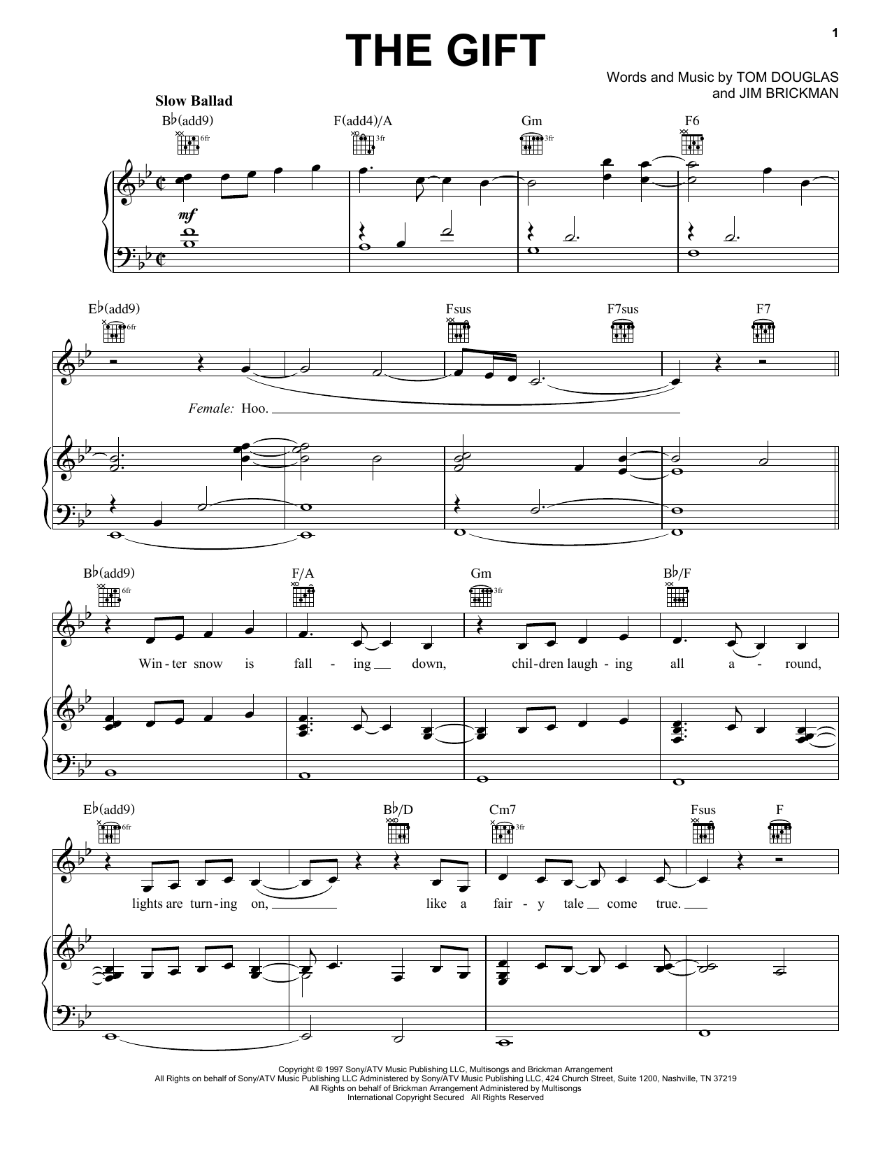 Preview Jim Brickman The Gift Religious sheet music, notes and chords for Piano, Vocal & Guitar (Right-Hand Melody), SKU: 16481 sheet music, piano notes, chords, guitar tabs, score, transpose, transcribe, how to play, guide, download, learn, tutorial, progression, song, artist, awards, billboard, mtv, vh1, tour, single, album, release