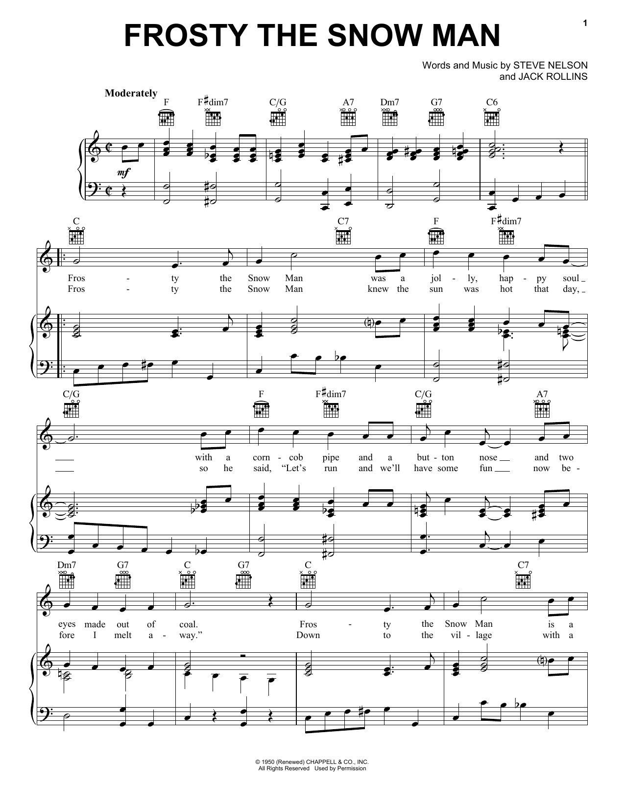 Preview The Beach Boys Frosty The Snow Man Folk sheet music, notes and chords for Piano, Vocal & Guitar (Right-Hand Melody), SKU: 16490 sheet music, piano notes, chords, guitar tabs, score, transpose, transcribe, how to play, guide, download, learn, tutorial, progression, song, artist, awards, billboard, mtv, vh1, tour, single, album, release
