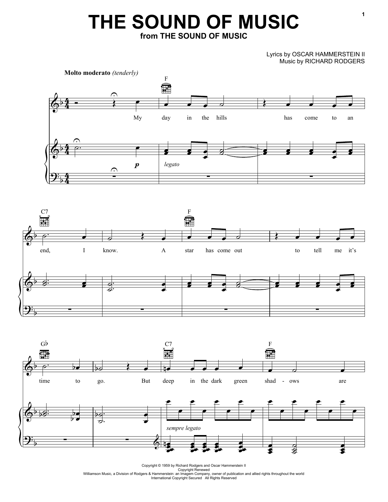 Preview Rodgers & Hammerstein The Sound Of Music Film and TV sheet music, notes and chords for Piano, Vocal & Guitar (Right-Hand Melody), SKU: 16509 sheet music, piano notes, chords, guitar tabs, score, transpose, transcribe, how to play, guide, download, learn, tutorial, progression, song, artist, awards, billboard, mtv, vh1, tour, single, album, release
