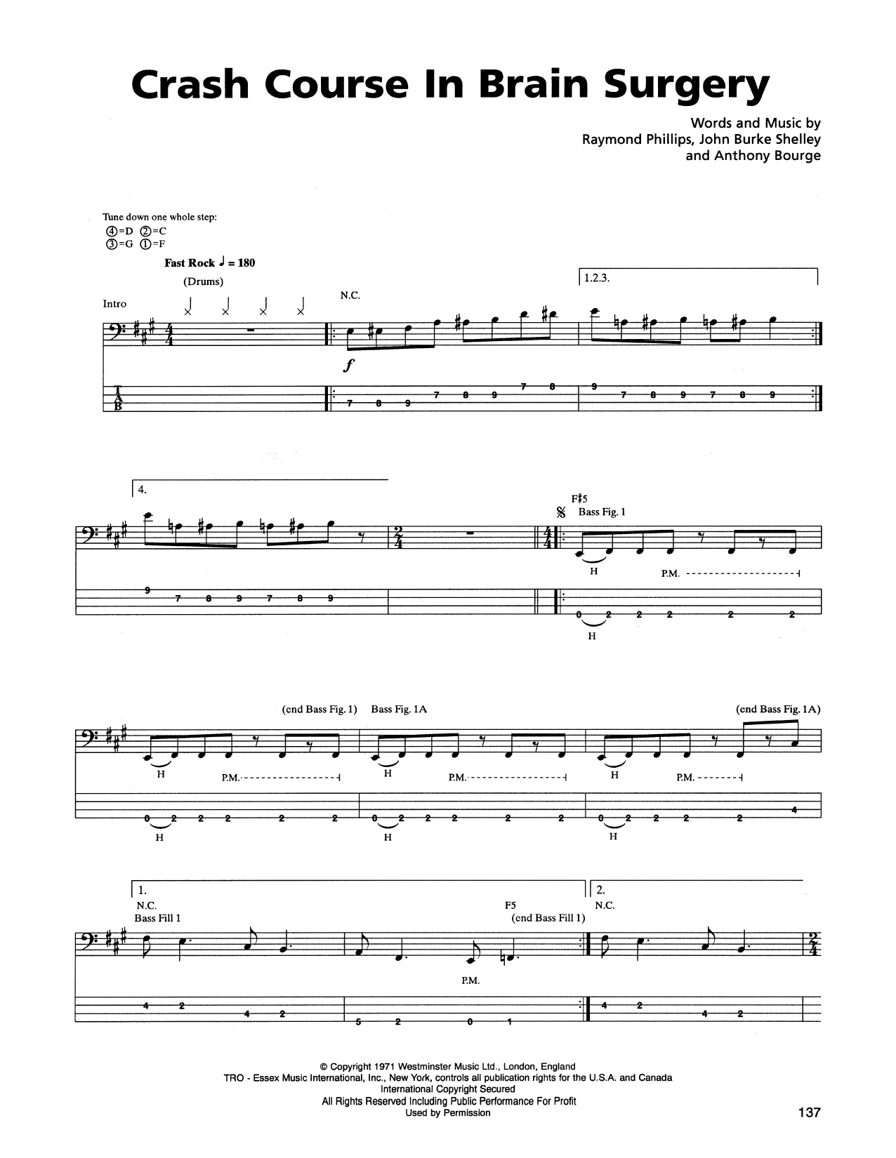 Preview Metallica Crash Course In Brain Surgery Pop sheet music, notes and chords for Bass Guitar Tab, SKU: 165163 sheet music, piano notes, chords, guitar tabs, score, transpose, transcribe, how to play, guide, download, learn, tutorial, progression, song, artist, awards, billboard, mtv, vh1, tour, single, album, release