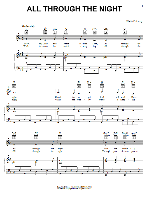 Preview Welsh Folksong All Through The Night Folk sheet music, notes and chords for Piano, Vocal & Guitar (Right-Hand Melody), SKU: 16524 sheet music, piano notes, chords, guitar tabs, score, transpose, transcribe, how to play, guide, download, learn, tutorial, progression, song, artist, awards, billboard, mtv, vh1, tour, single, album, release
