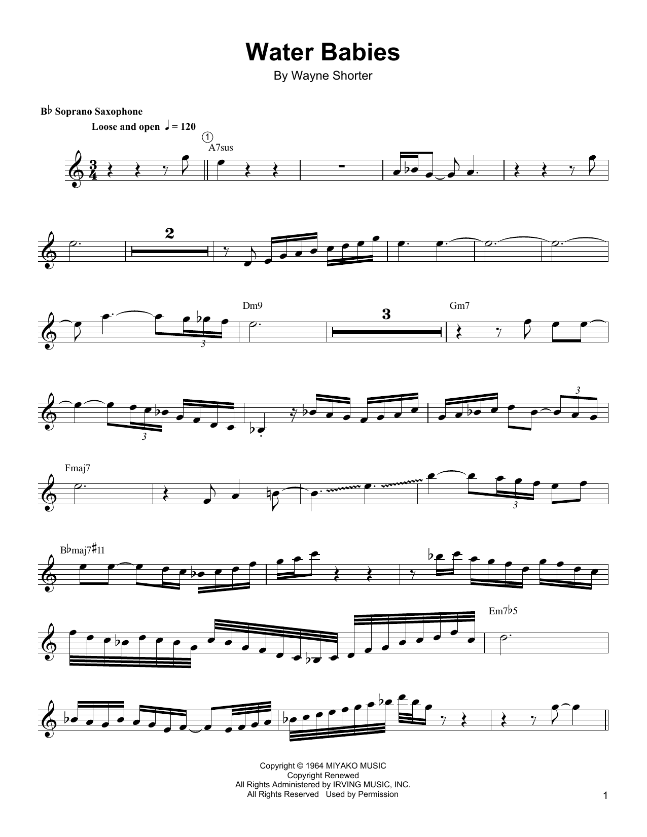 Preview Wayne Shorter Water Babies Jazz sheet music, notes and chords for Soprano Sax Transcription, SKU: 165504 sheet music, piano notes, chords, guitar tabs, score, transpose, transcribe, how to play, guide, download, learn, tutorial, progression, song, artist, awards, billboard, mtv, vh1, tour, single, album, release