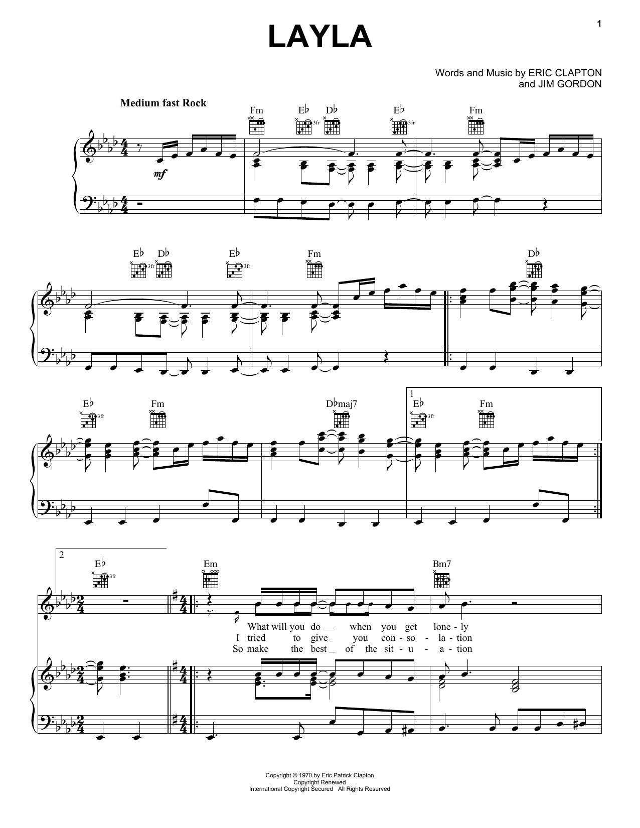 Preview Derek and the Dominos Layla Pop sheet music, notes and chords for Piano, Vocal & Guitar (Right-Hand Melody), SKU: 16563 sheet music, piano notes, chords, guitar tabs, score, transpose, transcribe, how to play, guide, download, learn, tutorial, progression, song, artist, awards, billboard, mtv, vh1, tour, single, album, release