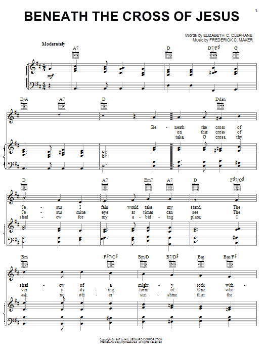 Preview Elizabeth Cecilia Dou Clephane Beneath The Cross Of Jesus Hymn sheet music, notes and chords for Piano, Vocal & Guitar (Right-Hand Melody), SKU: 16644 sheet music, piano notes, chords, guitar tabs, score, transpose, transcribe, how to play, guide, download, learn, tutorial, progression, song, artist, awards, billboard, mtv, vh1, tour, single, album, release