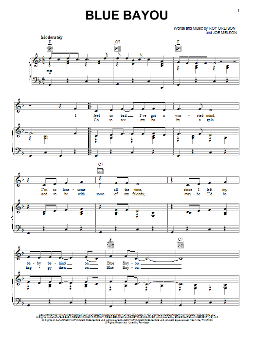 Preview Linda Ronstadt Blue Bayou Pop sheet music, notes and chords for Piano, Vocal & Guitar (Right-Hand Melody), SKU: 16645 sheet music, piano notes, chords, guitar tabs, score, transpose, transcribe, how to play, guide, download, learn, tutorial, progression, song, artist, awards, billboard, mtv, vh1, tour, single, album, release