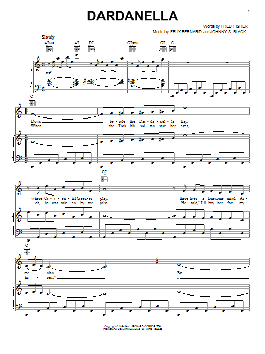 Preview Felix Bernard Dardanella Jazz sheet music, notes and chords for Piano, Vocal & Guitar (Right-Hand Melody), SKU: 16647 sheet music, piano notes, chords, guitar tabs, score, transpose, transcribe, how to play, guide, download, learn, tutorial, progression, song, artist, awards, billboard, mtv, vh1, tour, single, album, release