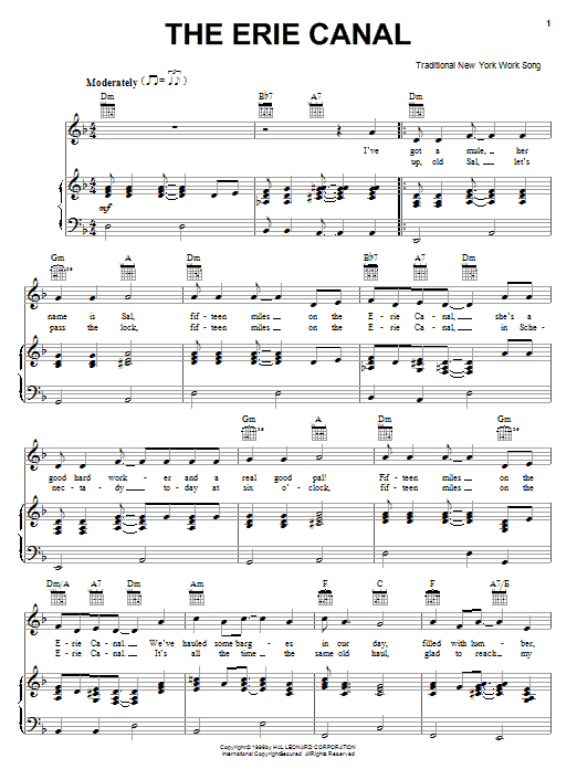 Preview Traditional The Erie Canal Folk sheet music, notes and chords for Piano, Vocal & Guitar (Right-Hand Melody), SKU: 16650 sheet music, piano notes, chords, guitar tabs, score, transpose, transcribe, how to play, guide, download, learn, tutorial, progression, song, artist, awards, billboard, mtv, vh1, tour, single, album, release
