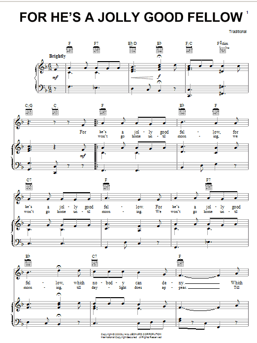 Preview Traditional For He's A Jolly Good Fellow Children sheet music, notes and chords for Piano, Vocal & Guitar (Right-Hand Melody), SKU: 16651 sheet music, piano notes, chords, guitar tabs, score, transpose, transcribe, how to play, guide, download, learn, tutorial, progression, song, artist, awards, billboard, mtv, vh1, tour, single, album, release