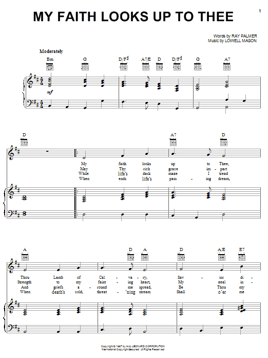 Preview Lowell Mason My Faith Looks Up To Thee Classical sheet music, notes and chords for Piano, Vocal & Guitar (Right-Hand Melody), SKU: 16667 sheet music, piano notes, chords, guitar tabs, score, transpose, transcribe, how to play, guide, download, learn, tutorial, progression, song, artist, awards, billboard, mtv, vh1, tour, single, album, release