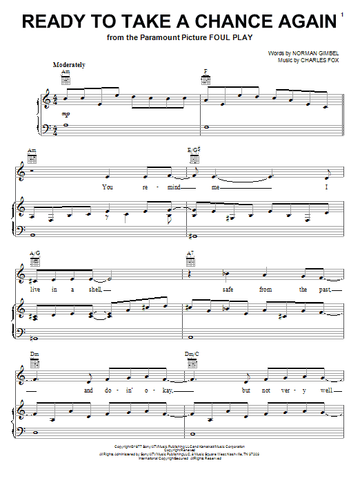 Preview Barry Manilow Ready To Take A Chance Again (Love Theme) Rock sheet music, notes and chords for Piano, Vocal & Guitar (Right-Hand Melody), SKU: 16673 sheet music, piano notes, chords, guitar tabs, score, transpose, transcribe, how to play, guide, download, learn, tutorial, progression, song, artist, awards, billboard, mtv, vh1, tour, single, album, release