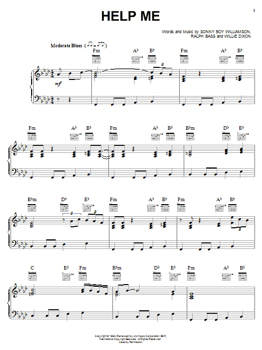 Preview Sonny Boy Williamson Help Me Soul sheet music, notes and chords for Piano, Vocal & Guitar (Right-Hand Melody), SKU: 16708 sheet music, piano notes, chords, guitar tabs, score, transpose, transcribe, how to play, guide, download, learn, tutorial, progression, song, artist, awards, billboard, mtv, vh1, tour, single, album, release