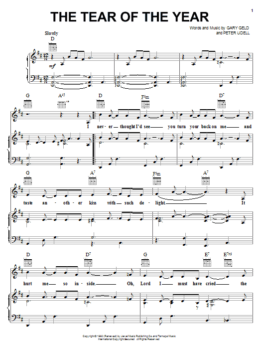 Preview Jackie Wilson The Tear Of The Year Pop sheet music, notes and chords for Piano, Vocal & Guitar (Right-Hand Melody), SKU: 16721 sheet music, piano notes, chords, guitar tabs, score, transpose, transcribe, how to play, guide, download, learn, tutorial, progression, song, artist, awards, billboard, mtv, vh1, tour, single, album, release
