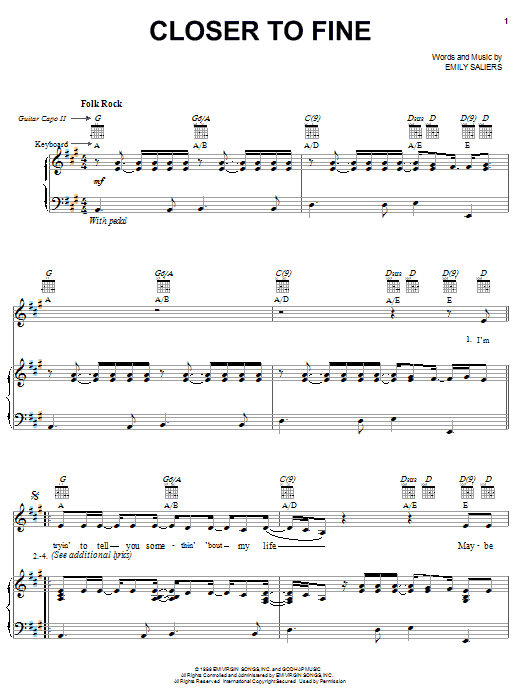 Preview Indigo Girls Closer To Fine Pop sheet music, notes and chords for Piano, Vocal & Guitar (Right-Hand Melody), SKU: 16753 sheet music, piano notes, chords, guitar tabs, score, transpose, transcribe, how to play, guide, download, learn, tutorial, progression, song, artist, awards, billboard, mtv, vh1, tour, single, album, release