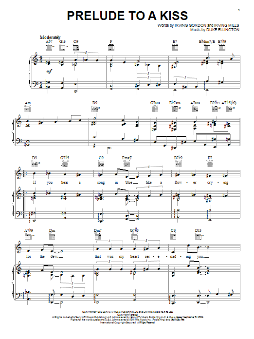Preview Duke Ellington Prelude To A Kiss Jazz sheet music, notes and chords for Piano, Vocal & Guitar (Right-Hand Melody), SKU: 16790 sheet music, piano notes, chords, guitar tabs, score, transpose, transcribe, how to play, guide, download, learn, tutorial, progression, song, artist, awards, billboard, mtv, vh1, tour, single, album, release