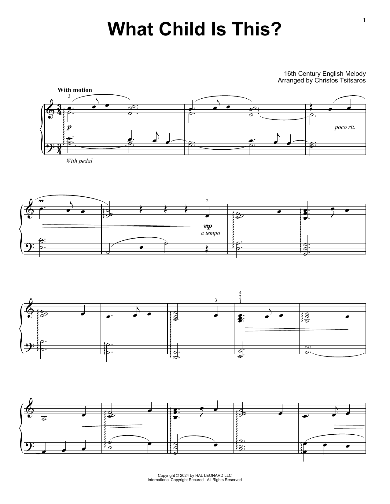 16th Century English Melody What Child Is This? (arr. Christos Tsitsaros) sheet music notes and chords. Download Printable PDF.