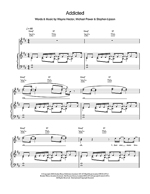 Preview Ronan Keating Addicted Pop sheet music, notes and chords for Piano, Vocal & Guitar, SKU: 17023 sheet music, piano notes, chords, guitar tabs, score, transpose, transcribe, how to play, guide, download, learn, tutorial, progression, song, artist, awards, billboard, mtv, vh1, tour, single, album, release