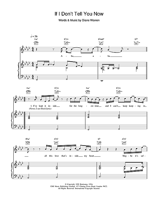 Preview Ronan Keating If I Don't Tell You Now Pop sheet music, notes and chords for Piano, Vocal & Guitar, SKU: 17027 sheet music, piano notes, chords, guitar tabs, score, transpose, transcribe, how to play, guide, download, learn, tutorial, progression, song, artist, awards, billboard, mtv, vh1, tour, single, album, release