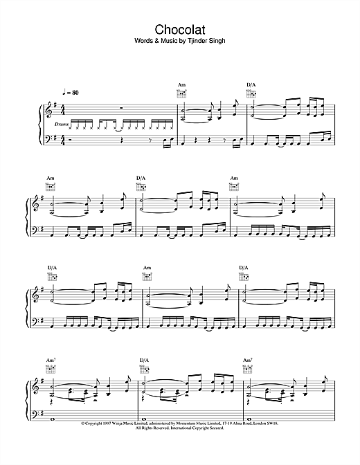 Preview Cornershop Chocolat Pop sheet music, notes and chords for Piano, Vocal & Guitar, SKU: 17097 sheet music, piano notes, chords, guitar tabs, score, transpose, transcribe, how to play, guide, download, learn, tutorial, progression, song, artist, awards, billboard, mtv, vh1, tour, single, album, release