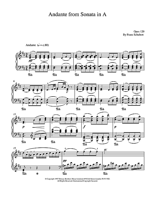 Preview Franz Schubert Andante From Sonata In A Classical sheet music, notes and chords for Piano, SKU: 17098 sheet music, piano notes, chords, guitar tabs, score, transpose, transcribe, how to play, guide, download, learn, tutorial, progression, song, artist, awards, billboard, mtv, vh1, tour, single, album, release
