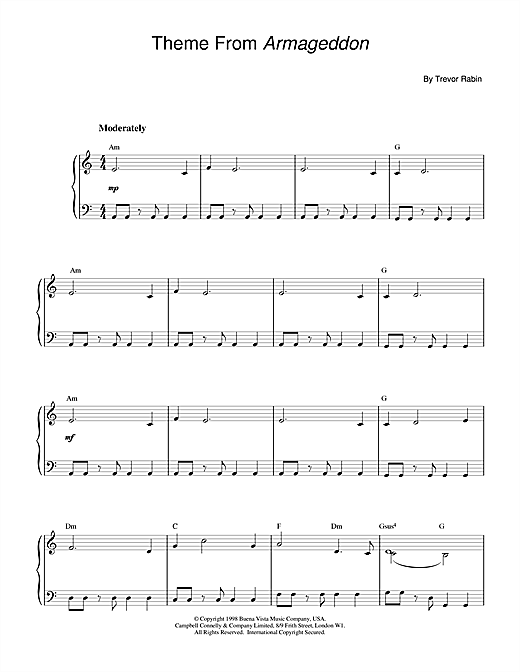 Preview Trevor Rabin Armageddon Film and TV sheet music, notes and chords for Piano, SKU: 17114 sheet music, piano notes, chords, guitar tabs, score, transpose, transcribe, how to play, guide, download, learn, tutorial, progression, song, artist, awards, billboard, mtv, vh1, tour, single, album, release