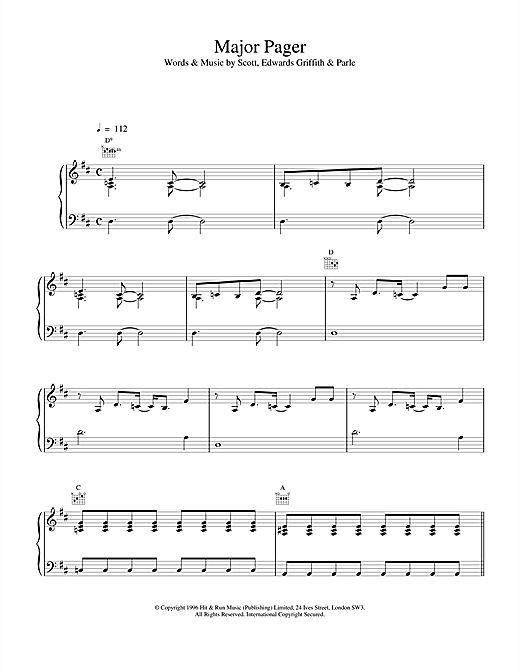 Preview Space Major Pager Rock sheet music, notes and chords for Piano, Vocal & Guitar (Right-Hand Melody), SKU: 17171 sheet music, piano notes, chords, guitar tabs, score, transpose, transcribe, how to play, guide, download, learn, tutorial, progression, song, artist, awards, billboard, mtv, vh1, tour, single, album, release