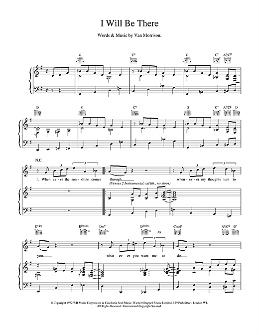 Preview Van Morrison I Will Be There Pop sheet music, notes and chords for Piano, Vocal & Guitar, SKU: 17182 sheet music, piano notes, chords, guitar tabs, score, transpose, transcribe, how to play, guide, download, learn, tutorial, progression, song, artist, awards, billboard, mtv, vh1, tour, single, album, release