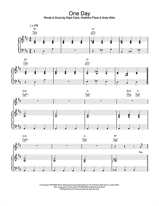 Preview Dodgy One Day Rock sheet music, notes and chords for Piano, Vocal & Guitar (Right-Hand Melody), SKU: 17292 sheet music, piano notes, chords, guitar tabs, score, transpose, transcribe, how to play, guide, download, learn, tutorial, progression, song, artist, awards, billboard, mtv, vh1, tour, single, album, release