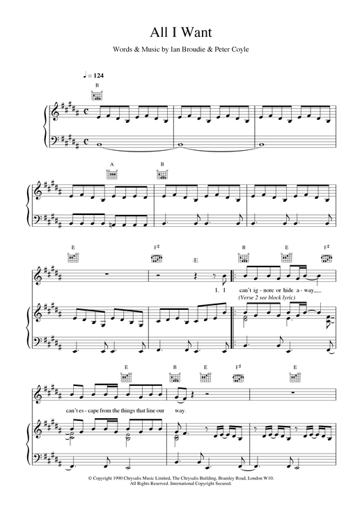 Preview The Lightning Seeds All I Want Rock sheet music, notes and chords for Piano, Vocal & Guitar (Right-Hand Melody), SKU: 17320 sheet music, piano notes, chords, guitar tabs, score, transpose, transcribe, how to play, guide, download, learn, tutorial, progression, song, artist, awards, billboard, mtv, vh1, tour, single, album, release