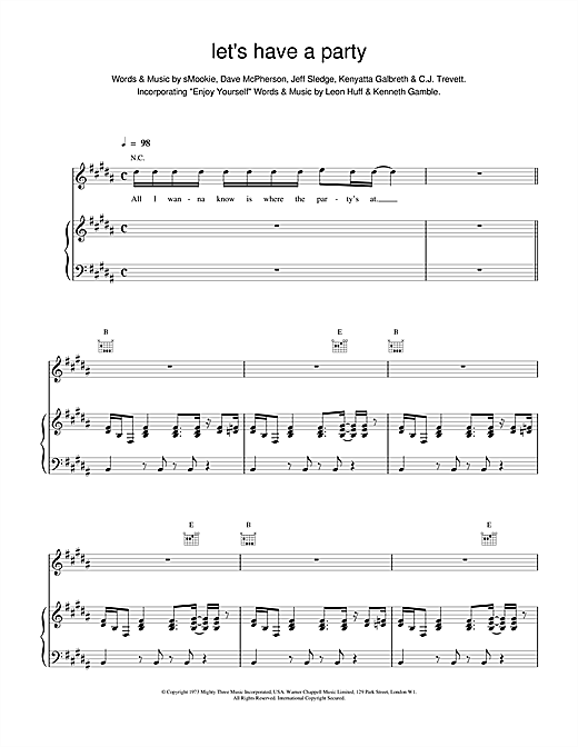 Preview Backstreet Boys Let's Have a Party Pop sheet music, notes and chords for Piano, Vocal & Guitar, SKU: 17345 sheet music, piano notes, chords, guitar tabs, score, transpose, transcribe, how to play, guide, download, learn, tutorial, progression, song, artist, awards, billboard, mtv, vh1, tour, single, album, release