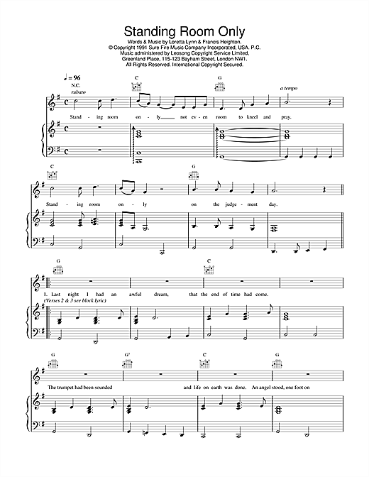 Preview Daniel O'Donnell Standing Room Only Easy Listening sheet music, notes and chords for Piano, Vocal & Guitar (Right-Hand Melody), SKU: 17419 sheet music, piano notes, chords, guitar tabs, score, transpose, transcribe, how to play, guide, download, learn, tutorial, progression, song, artist, awards, billboard, mtv, vh1, tour, single, album, release