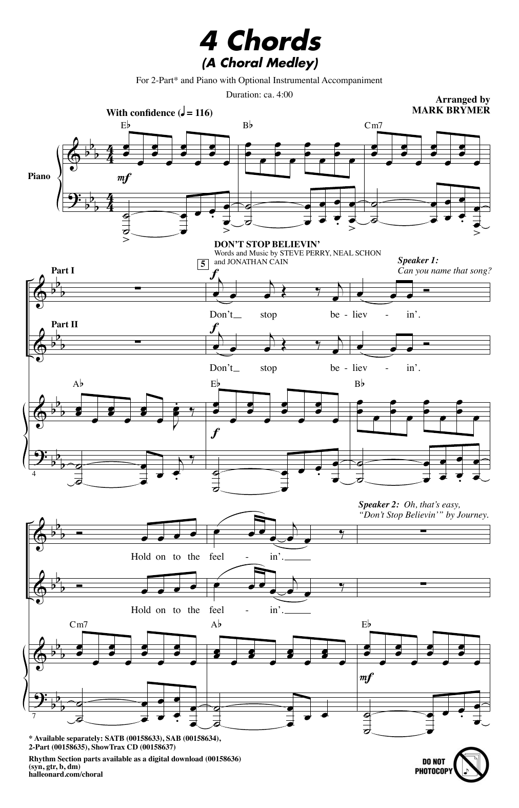 Preview Mark Brymer 4 Chords (A Choral Medley) Rock sheet music, notes and chords for 2-Part Choir, SKU: 175523 sheet music, piano notes, chords, guitar tabs, score, transpose, transcribe, how to play, guide, download, learn, tutorial, progression, song, artist, awards, billboard, mtv, vh1, tour, single, album, release