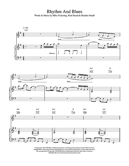 Preview M People Rhythm And Blues Soul sheet music, notes and chords for Piano, Vocal & Guitar, SKU: 17614 sheet music, piano notes, chords, guitar tabs, score, transpose, transcribe, how to play, guide, download, learn, tutorial, progression, song, artist, awards, billboard, mtv, vh1, tour, single, album, release