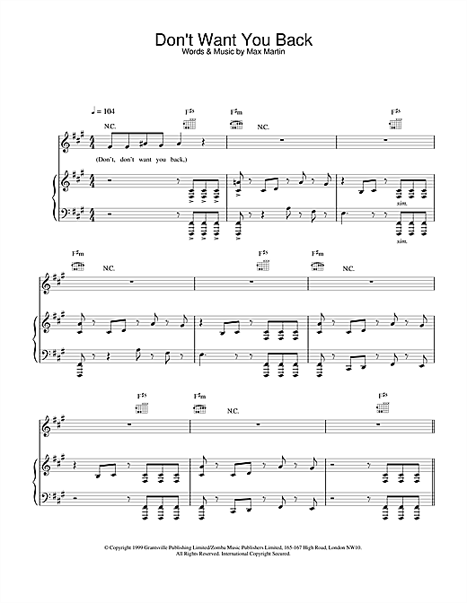 Preview Backstreet Boys Don't Want You Back Pop sheet music, notes and chords for Piano, Vocal & Guitar, SKU: 17621 sheet music, piano notes, chords, guitar tabs, score, transpose, transcribe, how to play, guide, download, learn, tutorial, progression, song, artist, awards, billboard, mtv, vh1, tour, single, album, release