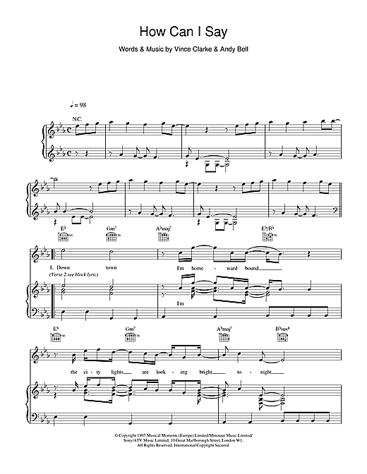 Preview Erasure How Can I Say Pop sheet music, notes and chords for Piano, Vocal & Guitar (Right-Hand Melody), SKU: 17637 sheet music, piano notes, chords, guitar tabs, score, transpose, transcribe, how to play, guide, download, learn, tutorial, progression, song, artist, awards, billboard, mtv, vh1, tour, single, album, release