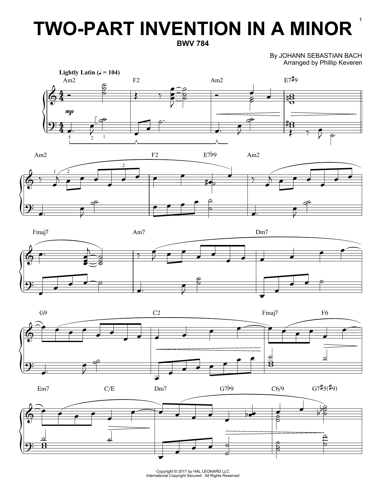 Preview Phillip Keveren Two-Part Invention In A Minor, BWV 784 Classical sheet music, notes and chords for Piano, SKU: 176495 sheet music, piano notes, chords, guitar tabs, score, transpose, transcribe, how to play, guide, download, learn, tutorial, progression, song, artist, awards, billboard, mtv, vh1, tour, single, album, release