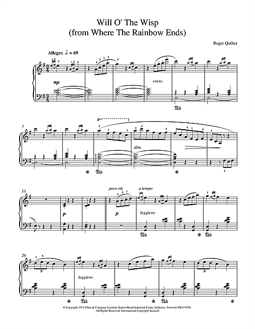Preview Roger Quilter Will O The Wisp Post-1900 sheet music, notes and chords for Piano, SKU: 17903 sheet music, piano notes, chords, guitar tabs, score, transpose, transcribe, how to play, guide, download, learn, tutorial, progression, song, artist, awards, billboard, mtv, vh1, tour, single, album, release